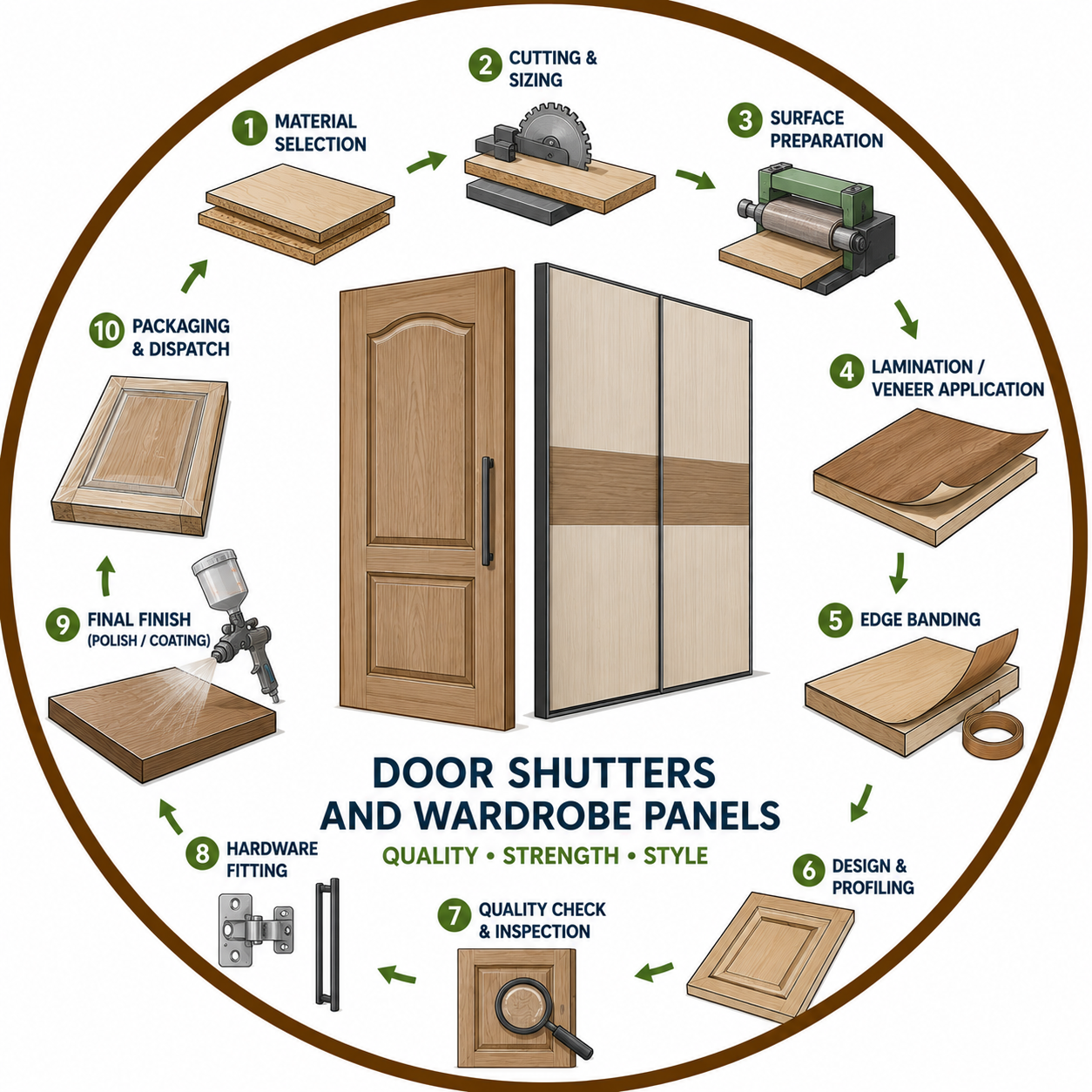 Door shutters and wardrobe panels