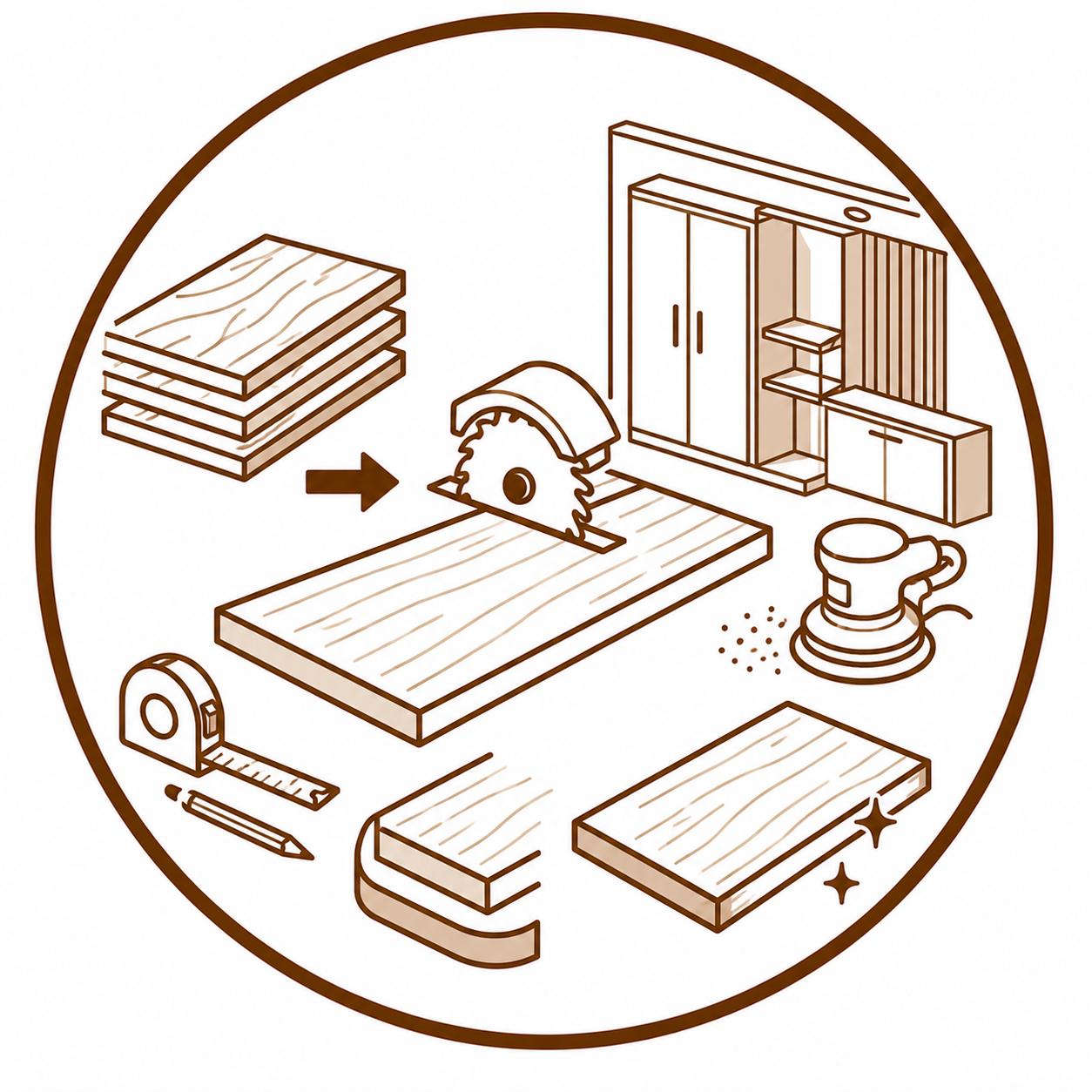 Panel preparation for furniture and interior woodwork