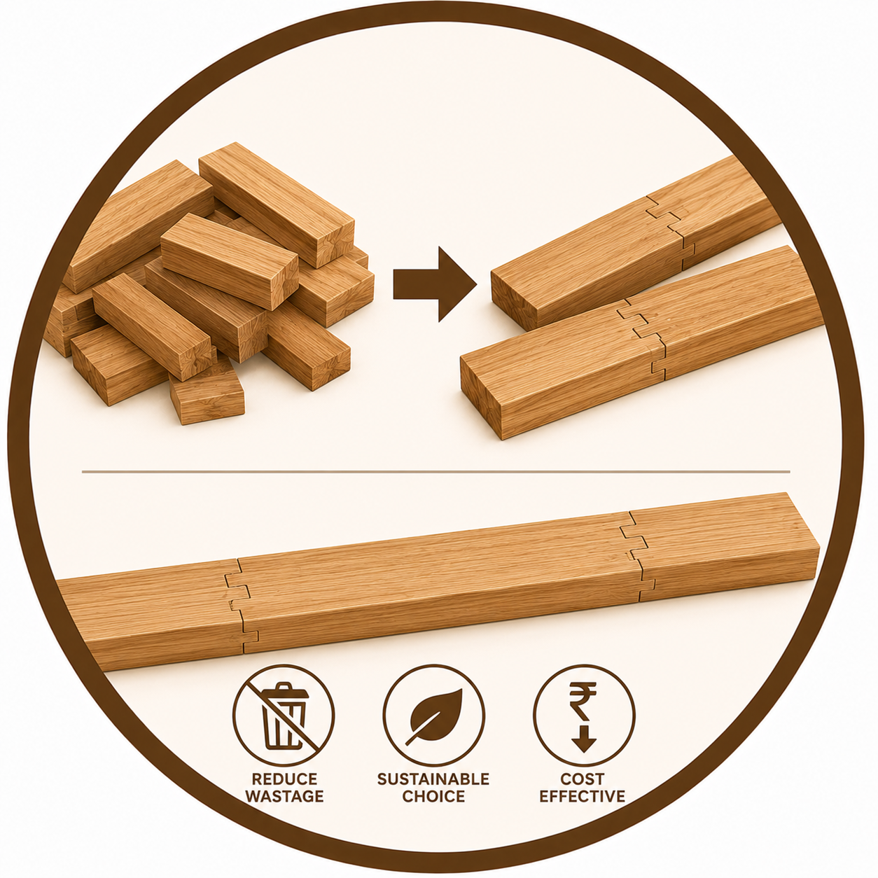 Rejoining Short Wood Pieces to Reduce Wastage
